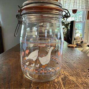 Vintage Arc France Glass Jar with Goose